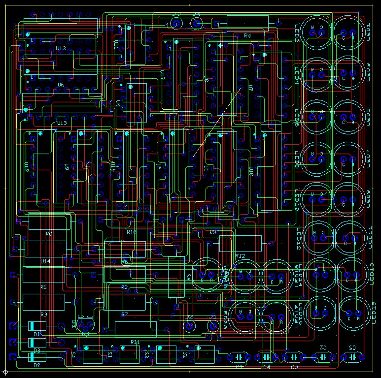 Dense routed PCB layout for the roulette wheel project
